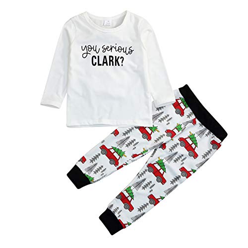 Newborn Infant Baby Christmas Car Spring Clothes Romper Tops +Long Pants Outfit 3Pcs Set (3-4 Years, T-Shirt)