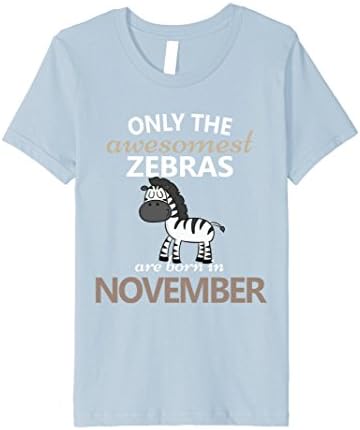 Kids Zebra Lovers November Birthday T-Shirt Kids Men Women 4 Baby Blue