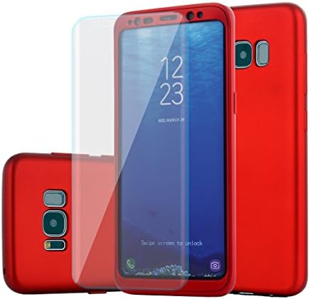Samsung Galaxy S8 case, Ultra-thin Full Body Coverage Protection Hard PC+TPU case 360 All Round non slip Shockproof Removable Hybrid case[Built-In Screen Protector] for galaxy S8(red)