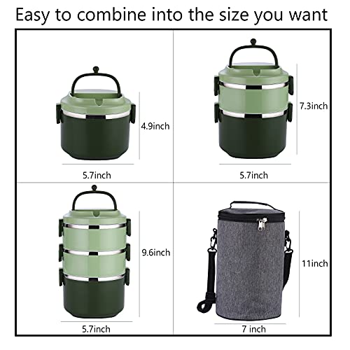 Stackable Lunch Box,YFBXG 3 Tier Stainless Steel Thermal Bento Lunch