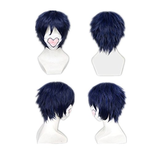 COSPLAZA Cosplay Wig Short Dark Blue Heat Resistant Anime Full Hair With Cap
