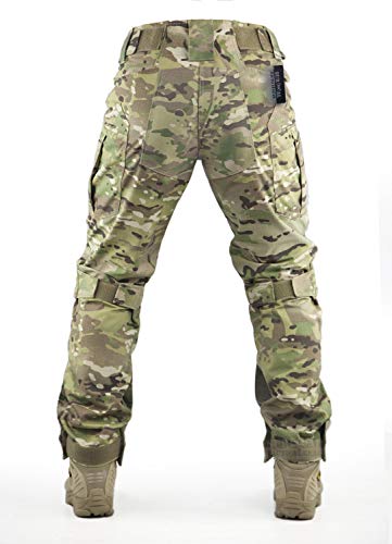 Survival Tactical Gear Pants with Knee Pads Hunting Paintball Airsoft BDU Military Camo Combat Trousers for Men (Multicam, L)
