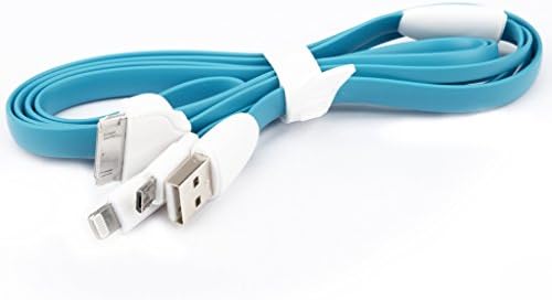 Colorful 3in1 Micro USB Lightning Flat Silicone Charging Cable 16 Inches Compatible With Samsung Galaxy And All Micro USB Devices Apple iPhone Lightning 5 5s 6 Plus iPad iPod eca24-3