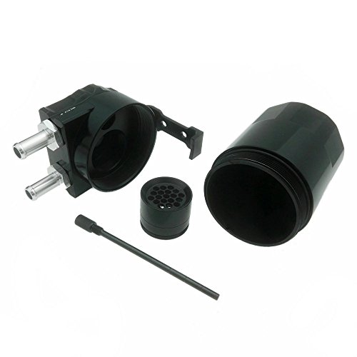 Heinmo Aluminum Alloy Universal Cylinder Car Oil Catch Can Reservoir Tank with Breather Kit Black