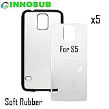 5 x Samsung Galaxy S5-Rubber-black - blank dye case + inserts for dye Sublimation phone cover / blank Printable case, Made by INNOSUBTM USA