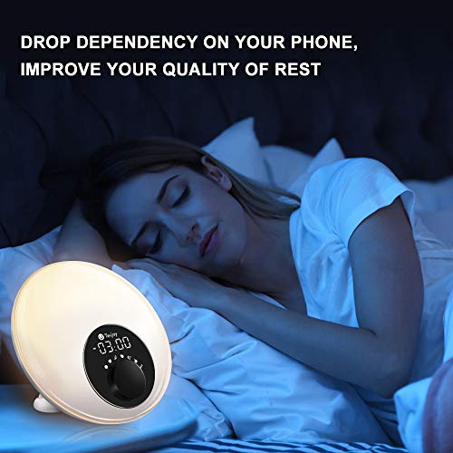 Tekjoy Wake Up Light Sunrise Alarm Clock LED Digital Wakeup Alarm with Sunrise and Sunset
