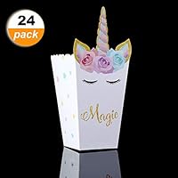 Snack Popcorn Boxes Rainbow Unicorn Pattern Treat Box Popcorn Container Treat Boxes Baby Shower Birthday Party Supplies 24Pcs