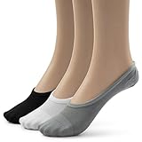 Silky Toes Nylon Mesh Soft Breathable Women's Foot Shoe Liners (9-11, Black/White/Grey (3 Pairs))