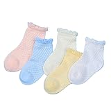 DmsBanga 5 Pairs Summer Mesh Thin Cotton Socks Pointelle For Newborn Baby Toddler