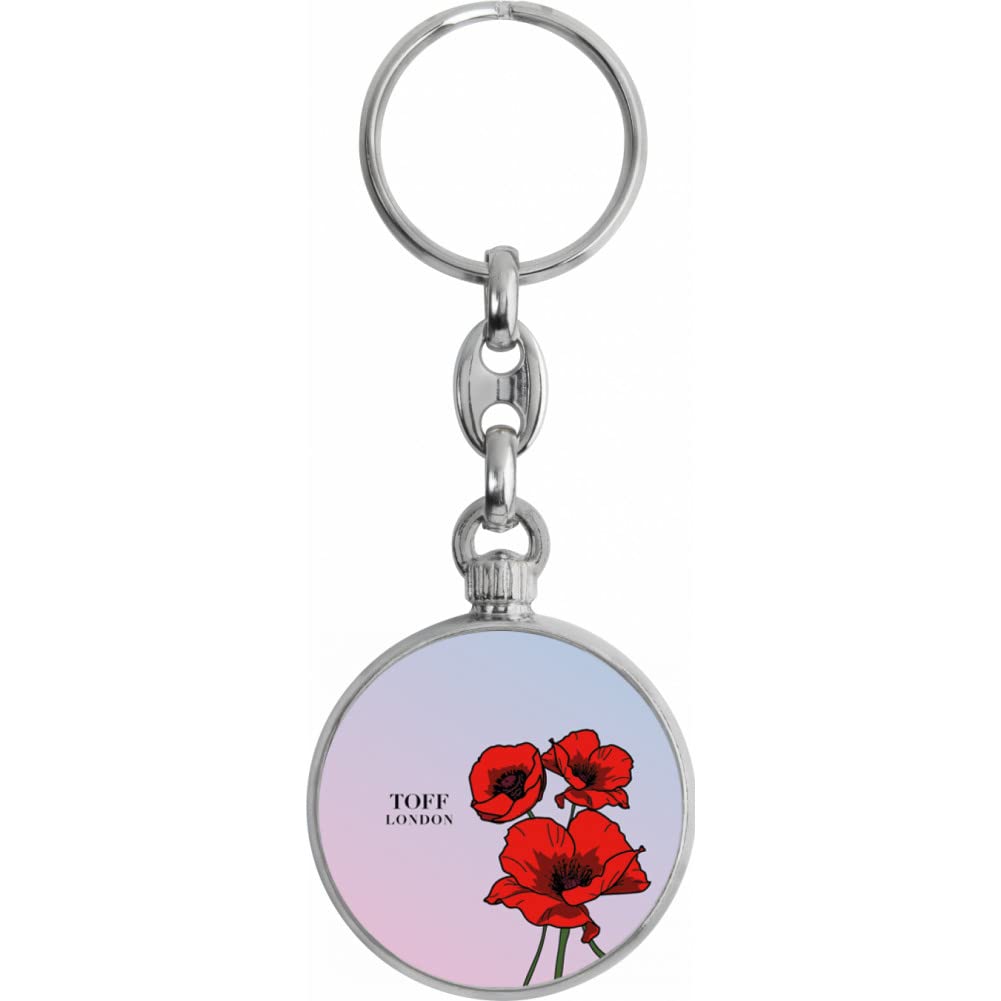 Toff London Red Poppy Flower Keyring