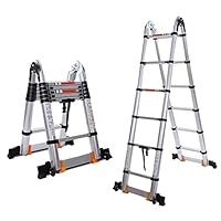 Canyixiu-home Telescoping Ladders Ladder Aluminum Extension Ladder Folding Ladder Working Ladder Adjustable Ladder Ladder with Wheels for Household Daily or Hobbies (Color : Silver, Size : 5m)