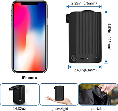 Pompa ad aria Elettrica, Morpilot Pompa ad aria Wireless con Ricarica USB, 3 Ugelli d\'aria, Gonfiaggio/Sgonfiaggio Zattere Gonfiabili per Anelli da Nuoto, Divani Gonfiabili, Palline da Yoga, Nero