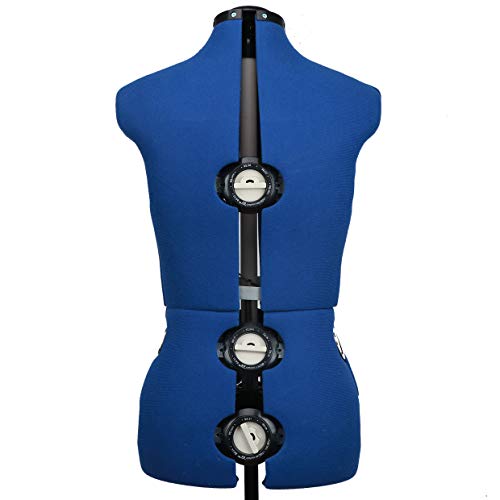 BHD BEAUTY Blue 13 Dials Female Fabric Adjustable Mannequin Dress Form for Sewing, Mannequin