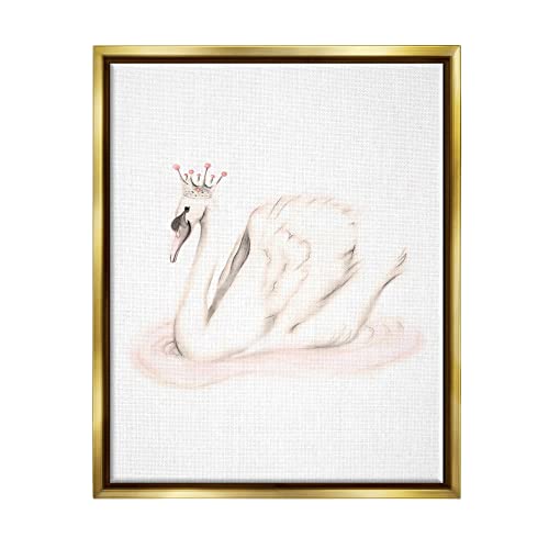 Stupell Industries Elegant Swan Princess Wearing Crown Tiara Pink Jewels, Desig…
