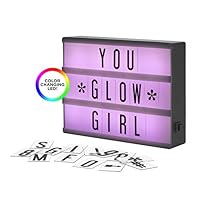 My Cinema Lightbox - The Mini Color-Changing LED Marquee with 100 Letters & Numbers to Create Your Own Sign with Classic White, RGB Color Change, and Freeze Mode, with Letter Storage and USB