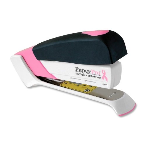 Wholesale CASE of 10 - Accentra PaperPro Pink Ribbon Desktop Stapler -Desktop Stapler, 20 Sheet Capacity, Pink/White