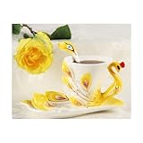 Leegoal Yellow Peacock Tea Coffee Cup and Saucer
