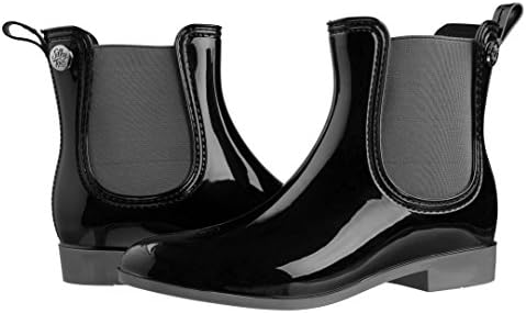 Womens Ankle Boots Glossy Waterproof Short Chelsea Rain Boots