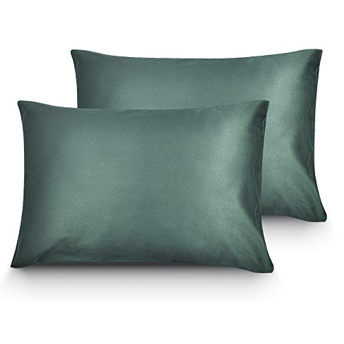 Organic Cotton Toddler Pillowcase 14 x 20, Travel Pillow Case Envelope Closure, Forest Green (2 Pack)