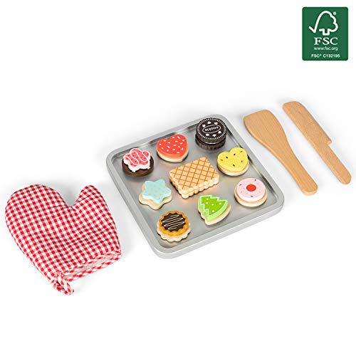 Kledio 4250772366774 Kinder Keks Backset aus Holz FSC 100%, ideale Ergänzung für jede Spielzeug Küche, mehrfarbig – Bild 2