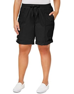 Performance Womens Plus Ribbed Drawstring Cargo Shorts