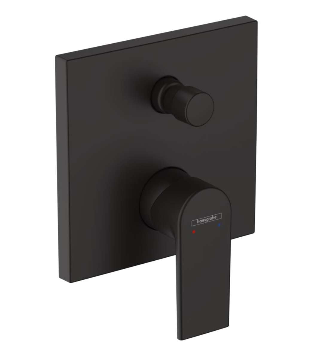 hansgrohe Vernis Shape - bath tap conceiled for 2 functions, bath mixer tap square for iBox universal, single lever bath mixer, matt black, 71468670
