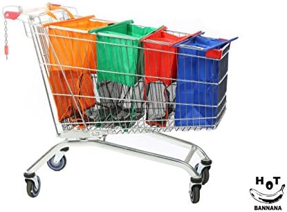 Shopping Reusable Grocery Trolley Bag Collapsible Grocery Tote Bags for Women, Foldable Degradable Eco-friendly Shopping Bag Sized for USA and Canada Grocery Stores Cart, Colorful, Heavy Duty