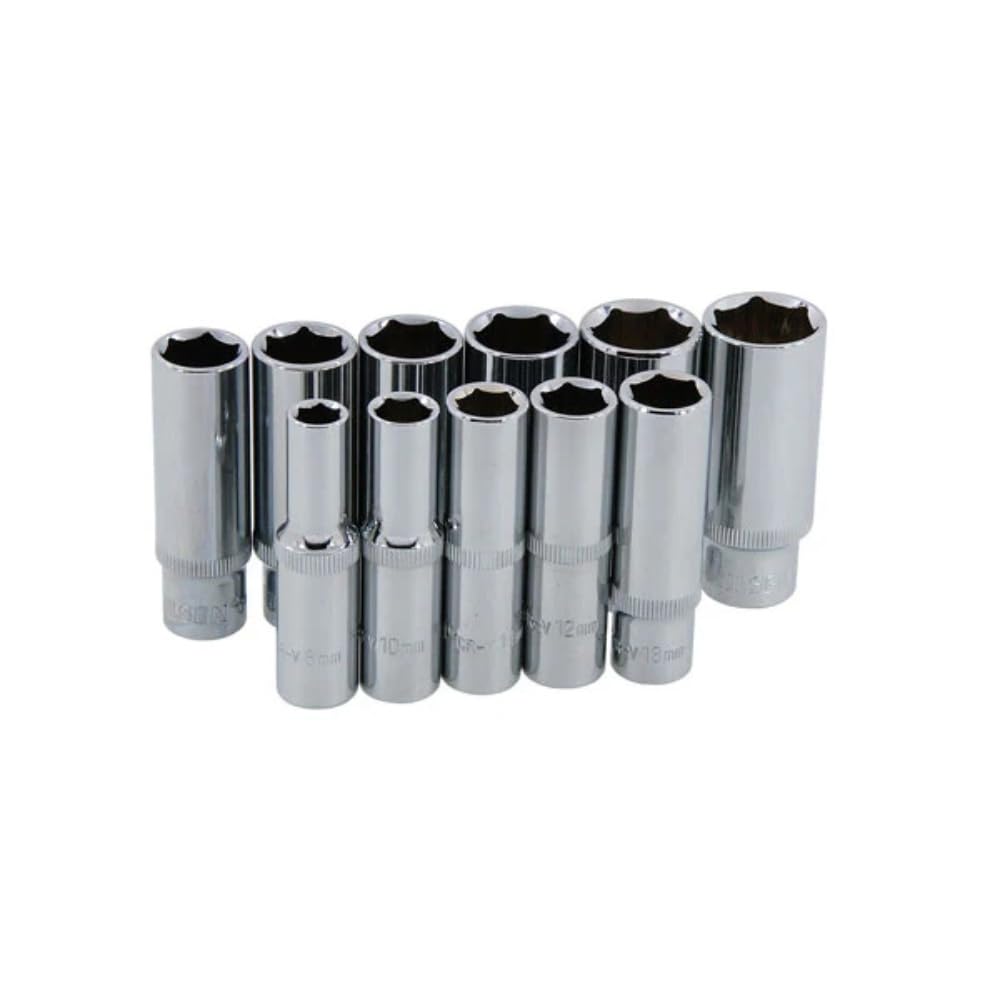 Neilsen CT0754 11pc 3/8in Drive Deep Socket Set 8–19mm Chrome Vanadium