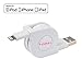 HXINH SparkZip MFi Certified by Apple USB to Lightning Retractable Cable for iPhone 7 6 5 5C SE,iPad pro air mini 4th - 0.7m(2.3ft) (1 Pack, White)