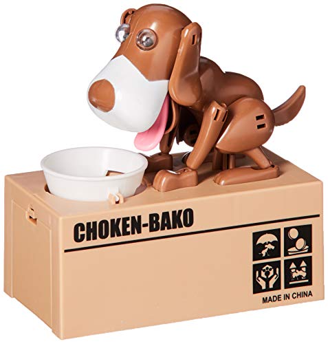 OLIA DESIGN My Dog Piggy Bank - Robotic Coin Munching Toy Money Box, Brown