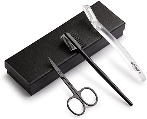 ROSALU 3 in 1 Eyebrow Kit, Eyebrow Razor Eyebrow Brush Scissor for Trimming Brow &amp; Hair Removal, Eyebrow Grooming Set with A Gift Box