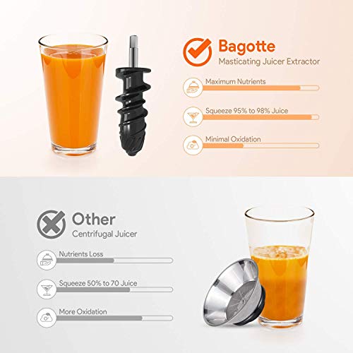 Slow Masticating Juicer Bagotte Juicer Machines with Higher Juice