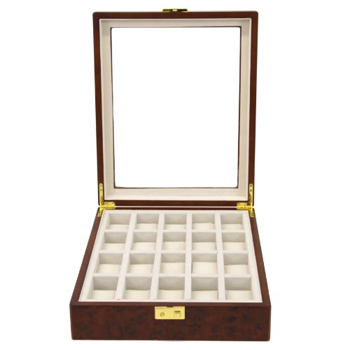 Tech Swiss Watch Display Box Storage for 20 Watches Extra Window (Burlwood)