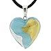 Glass Of Venice Murano Glass Heart Pendant - Turquoise Gold and Silver