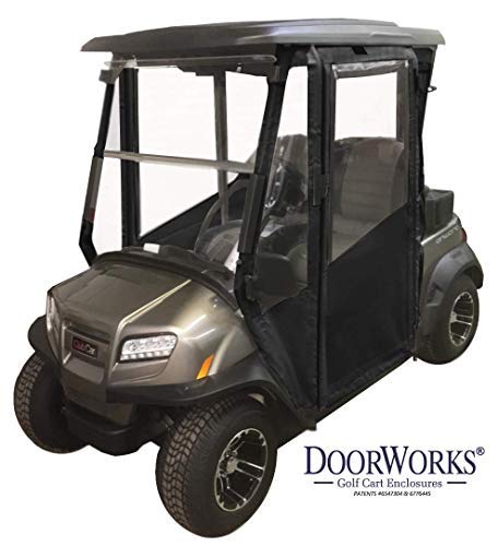 Doorworks Hinged Door Golf Cart Enclosures - EZGO TXT 14+ Marine Vinyl Cart Cover, Swinging Hard Doors, 4 Sided, Zippered Drivable Golf Cart Cover Fits Golf Bags, Utility Box, Rear Facing Seat - Thumbnail 2