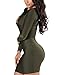 VOGRACE Women's Long Sleeve Cut Out Bandage Bodycon Party Clubwear Mini Dress S Green