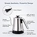 VICOODA Electric Gooseneck Kettle Stainless Steel Tea Kettle with Thermometer, Fast Heating Water Boiler1 Liter,1000W, Auto Shut-Off