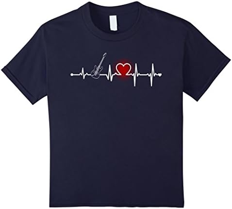 unisex-child Guitar Heartbeat T shirt - Acoustic guitars Heartbeat shirts 6 Navy