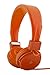 Polaroid PHP8500OR Neon Headphones with Mic, Foldable, Tangle-Proof, Compatible with All Devices, Orange