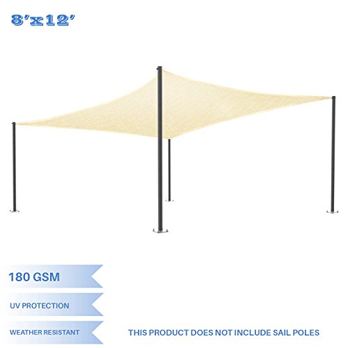 E&K Sunrise 8′ x 12′ Beige Rectangle Sun Shade Sail Outdoor Shade Cloth UV Block ...