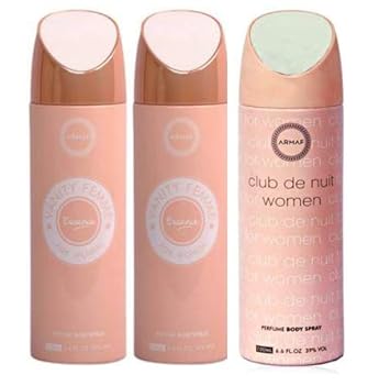 Armaf Vanity Femme Essence& Deo Club De Nuit Perfume Body Spray For Woman 200Ml-Pack of-3