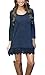 MiYang Women's Long Sleeve A-line Lace Stitching Trim Casual Dress M Blue