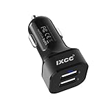 [ 50% OFF !!! ] iXCC 24W/4.8A 2 Port Car Charger, Fast Car Charger Adapter for iPhone 7s 6s Plus, USB Car Charging Port for Galaxy S8+ S7 S6 Edge, iPad Pro Air mini, Note 5, LG, Nexus and More - Black