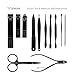 Manicure Pedicure Set 12 In 1 Stainless Steel Professional Grooming Nail Clippers Kit Scissors tweezers Tools with Portable Luxurious PU leather travel case - JINJIAN (Black/Yellow)