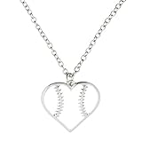 Baseball Heart Pendant Necklace - Jewelry Gift For Moms Fans Softball