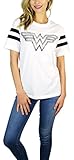 DC Comics Womens Wonder Woman Varsity Football Tee White (Medium, White)