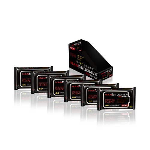 MANGROOMER Biz Wipes Flushable Moist Personal Wipes Engineered for Men, Executive Scent, 50 Wipes (Pack of 6)