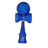 Full Marble Blue Rubberized Super Kendama, Super Sticky, Japanese Wooden Toy, Free String, USA Seller