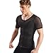 HANERDUN Mens Slimming Body Shaper With Zipper Compression Shirt Slim Shapewear, Black, Medium