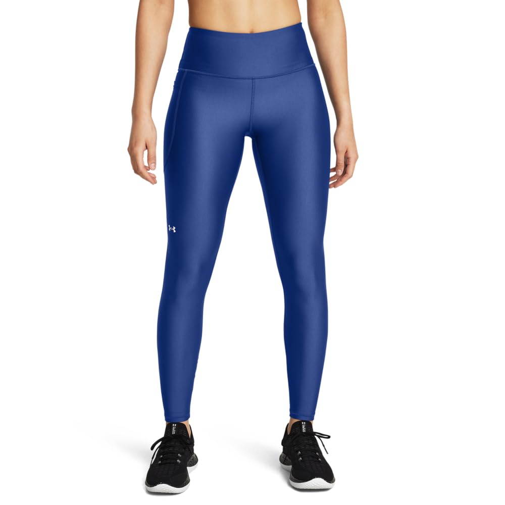 Under Armour Womens HeatGear Armour High No-Slip Waistband Pocketed Leggings, (432) Tech Blue / / White, XX-Large Short Image